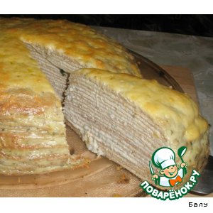 Рецепт - блинный пирог с селедочным паштетом