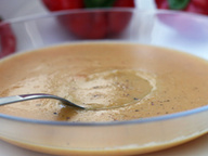 Рецепт - крем-суп из гороха, помидор и болгарского перца