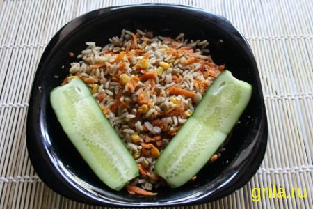 Рецепт - рис с чечевицей и кукурузой