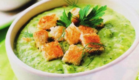 Рецепт овощного супа с гренками