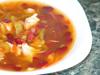 Рецепт - запеченный суп с фасолью и щавелем