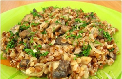 Рецепт - гречка с лесными грибами