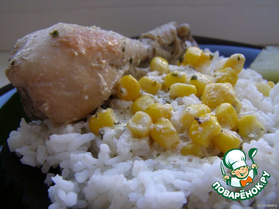 Рецепт - курица с кукурузой в сметанном соусе