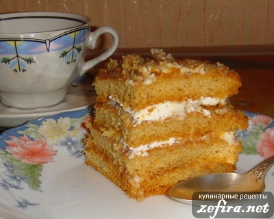 Рецепт - торт “Медовик” с зефиром