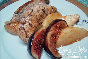 Рецепт - курица с гарниром из инжира и яблок