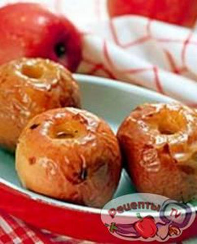 Рецепт - запеченые яблоки с ромом и мороженым
