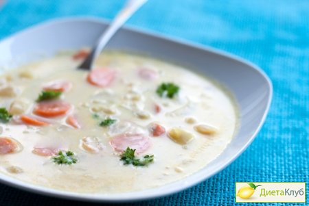 Рецепт - сырный суп-пюре с цветной капустой и кукурузой