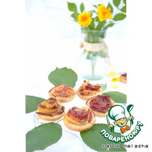 Рецепт - яблочные тарталетки "Карамельные цветы" с домашней карамелью