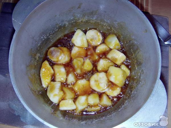 Рецепт - фрукты в горячей карамели