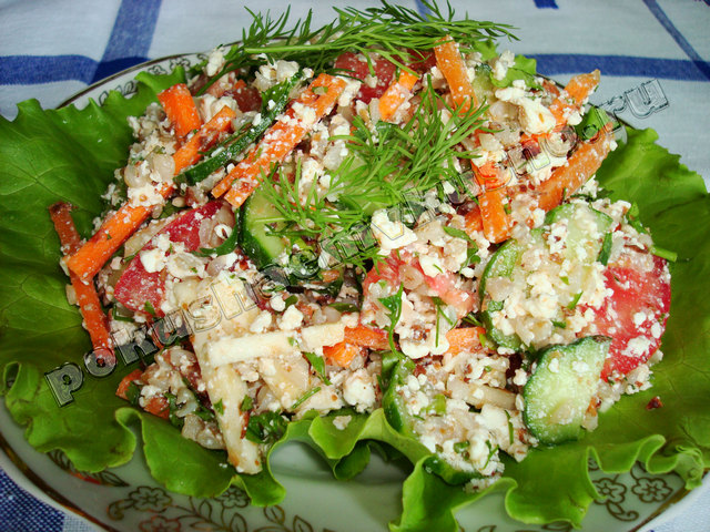 Рецепт - салат из творога с гречкой