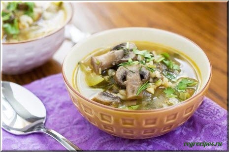 Рецепт - грибной суп с перловкой