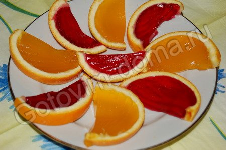 Рецепт - апельсиновые дольки с желе