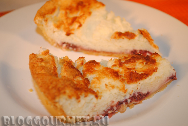Рецепт - вишневый тарт с творожным суфле