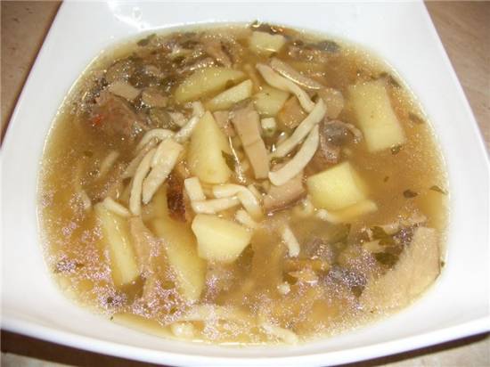 Рецепт - суп грибной на бульоне от варки языка