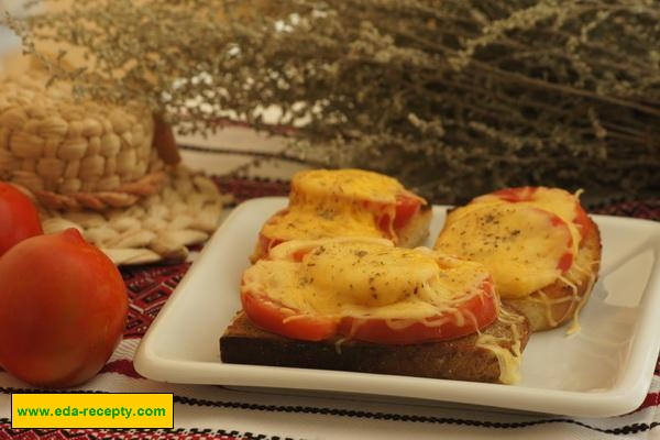 Рецепт - гренки с помидорами и сыром