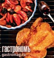 Рецепт - запеченная курица с сухофруктами и карамелью