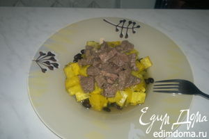 Рецепт - похлебка из черной фасоли с корнем сельдерея и ананасом, говядина в насыщенном бульоне