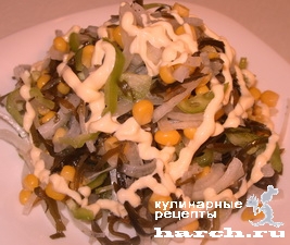 Рецепт - салат из морской капусты с кукурузой Сахалин