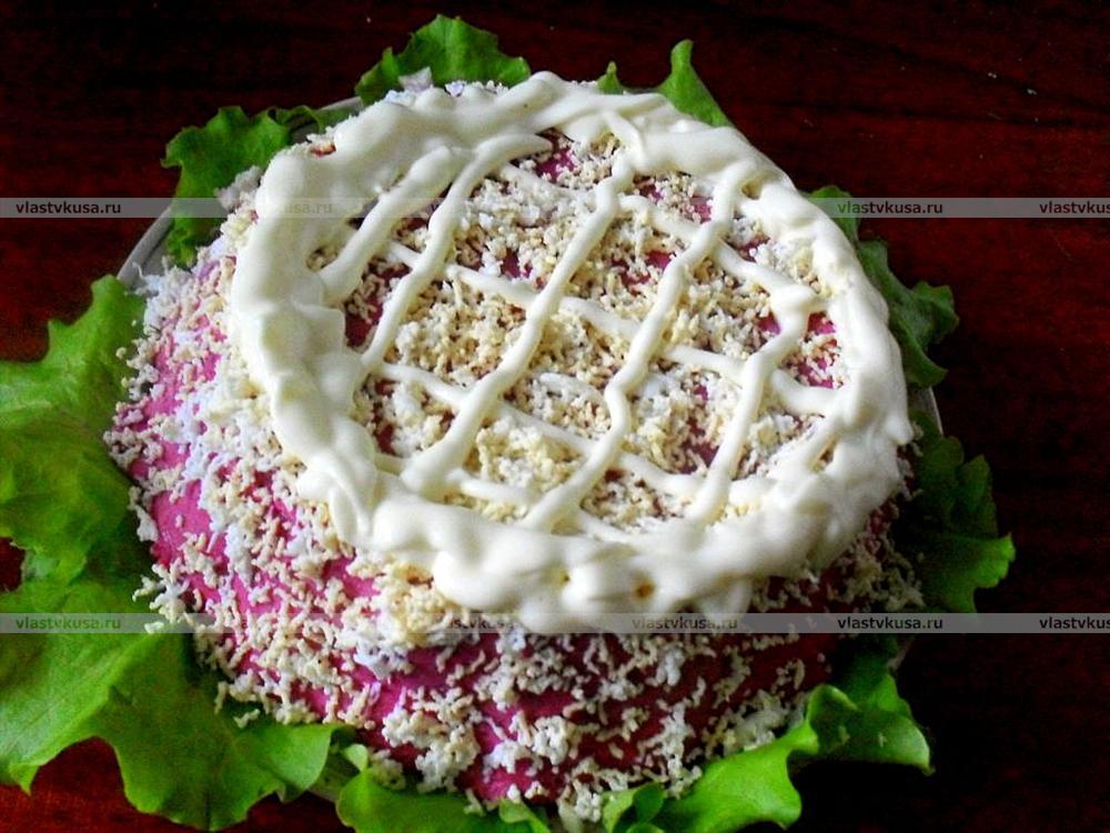 Рецепт - закусочный селeдочный торт-желе