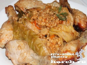 Рецепт - курица с капустой и перловкой по-ленинградски