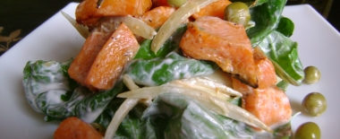 Рецепт - салат из запеченой тыквы с клюквой