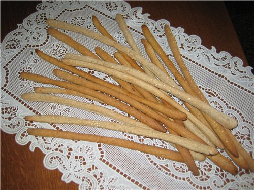 Рецепт - гриссини пшенично-ржаные с луком и кунжутом
