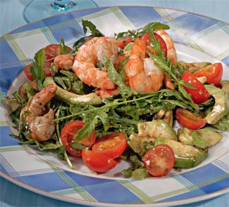Рецепт - салат из морских гребешков с огуречным соусом