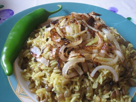 Рецепт - Разные основные блюда : Чечевица с луком и рисом