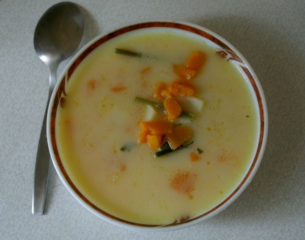 Суп молочный с картофелем и тыквой