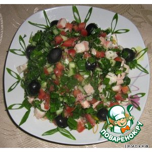 Рецепт - салат со щупальцами кальмаров "Шаланды"