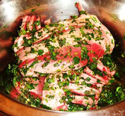 Рецепт - барбекю из баранины с овощами Крестики-нолики