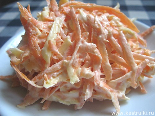 Рецепт - морковный салат с персиками и апельсиновым соком