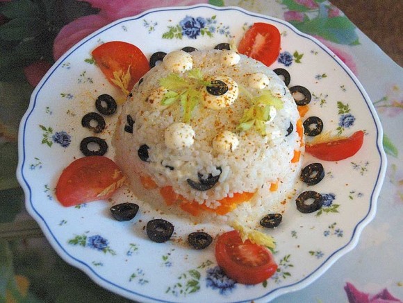 Рисовый торт с овощами