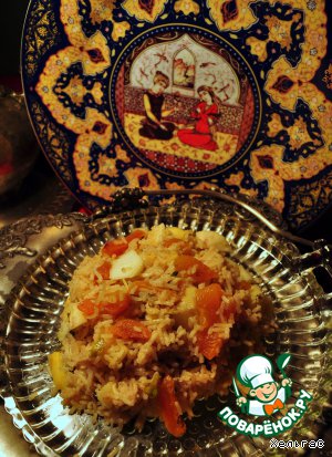 Рецепт - золотой Басмати Рис с яблоками и абрикосами