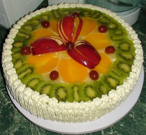 Торт с фруктами и желе