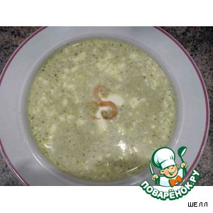 Рецепт - суп-пюре из креветок и брокколи