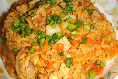 Рис с луком и морковью